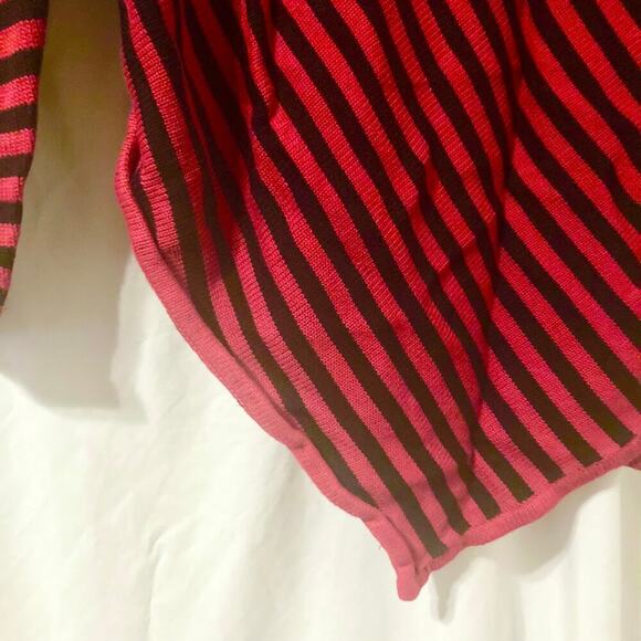 Rendition Women's XL Red and Black Striped Faux Wrap Sweater - Picture 9 of 10